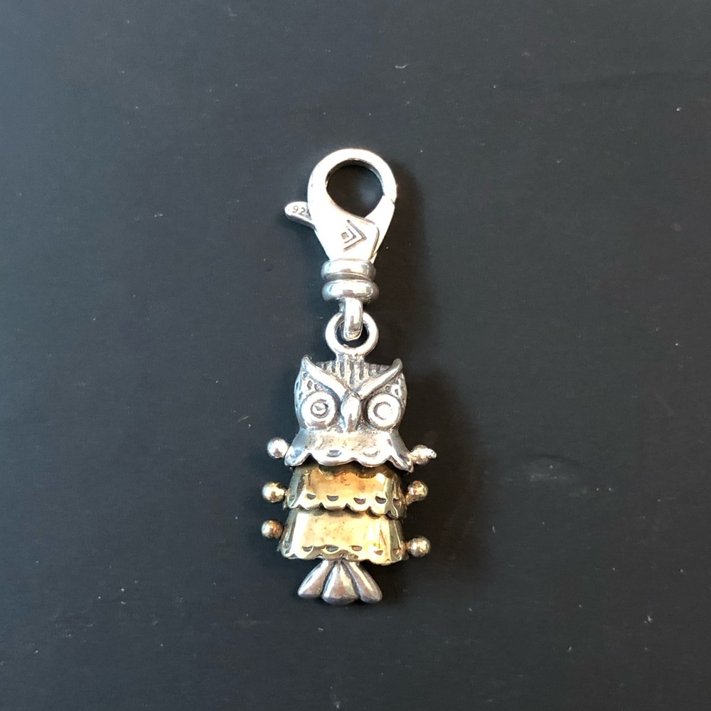 Silpada Sterling Brass Hinged Motion Owl Charm HTF